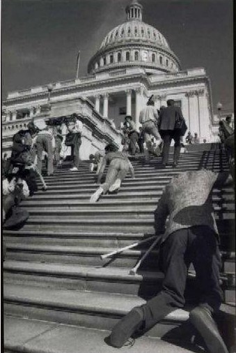 1989 Demonstration for ADA - people crawling up stairs of capital building